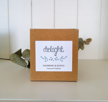 Load image into Gallery viewer, treasured creativity raspberry and quince candle with kraft box
