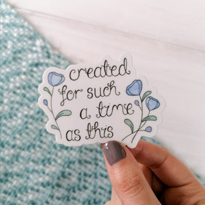 esther 4:14 bible verse sticker with a pretty blue floral design