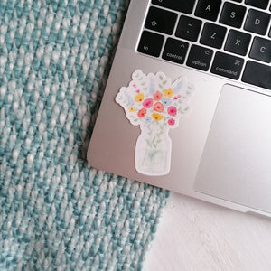 vibrant designed jar of flowers decal for your laptop and other belongings