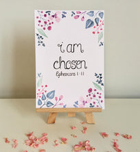 Load image into Gallery viewer, i am chose floral bible verse mini print on easel