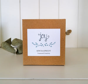 kiwi and apricot soy candle in kraft box