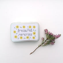 Load image into Gallery viewer, Treasured Memories Memory Box Sunflower Design to keep hold of all your favourite moments in life, write them on the card provided and look back over your life