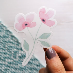 pink flower vinyl sticker, the perfect gift for those who love flowers and the colour pink