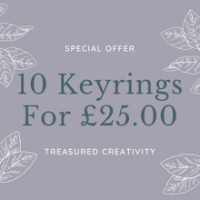 Load image into Gallery viewer, special offer for 10 christian keychains for £25 from Treasured Creativity
