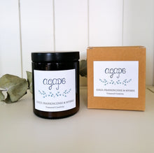 Load image into Gallery viewer, agape candle with gold frankincense and myrrh scented soy candle in recycled jar