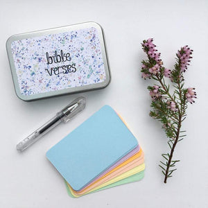 splatter patterned bible verse box to store your favourite verses, a unique christian gift