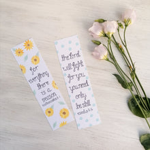 Load image into Gallery viewer, sunflower and blue spot design bible verse bookmarks