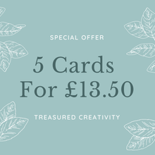 Load image into Gallery viewer, 5 greetings cards for £13.50 special offer from Treasured Creativity