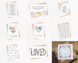 variety of encouraging greetings cards and bible verse cards