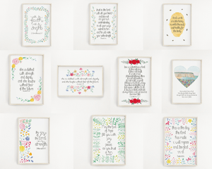 assortment of bible verse wall art prints for the home
