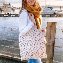 Load image into Gallery viewer, multicoloured flower pattern shoulder bag to fill with your shopping on days out