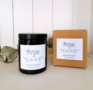 hope candle with wild fig and grape scent with kraft box