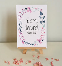 Load image into Gallery viewer, i am loved bible verse floral mini print