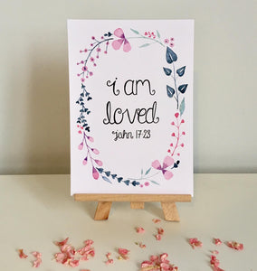 i am loved bible verse floral mini print