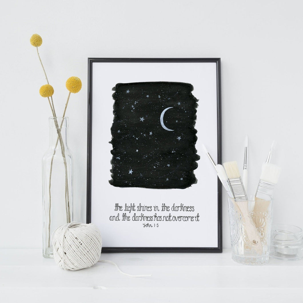 The Light Shines In The Darkness Print - John 1:5