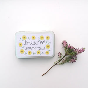 Treasured Memories Memory Box Sunflower Design to keep hold of all your favourite moments in life, write them on the card provided and look back over your life