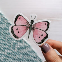 Load image into Gallery viewer, pink butterfly vinyl decal painted with watercolour