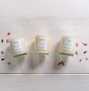 hope, grace and joy soy candles from treasured creativity