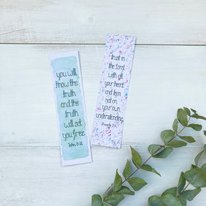 religious bookmarks from john 8:32 and Proverbs 3:5