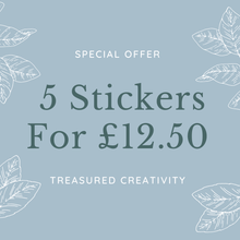 Load image into Gallery viewer, Special offer on 5 vinyl stickers. With stunning Christian stickers, flower decals, Bible verse art &amp; pretty illustrations to choose from, with Free UK Shipping