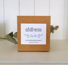 Load image into Gallery viewer, lavender and bergamot soy candle with kraft box
