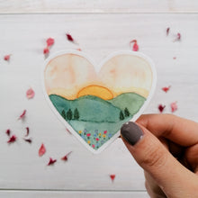 Load image into Gallery viewer, sunset heart sticker, a stunning sticker to decorate your laptop or journal with