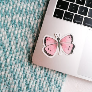 pretty pink butterfly sticker, perfect for your laptop or water bottle