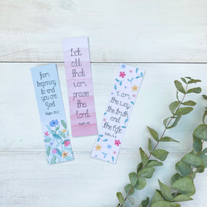 bible verse bookmarks with scriptures from psalm 90, john 14 & psalm 103